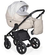 Детская коляска Indigo Mio+F 3 в 1 Mi 02 св.бежевая кожа+св.бежевый узор