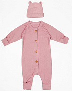 Комбинезон AmaroBaby Fashion с шапочкой розовый 80