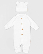 Комбинезон AmaroBaby Fashion с шапочкой молочный 56