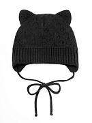 Шапка вязаная AmaroBaby Pure Love Kitten с подкладом черная 38
