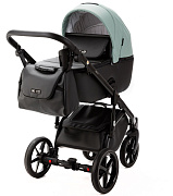 Детская коляска Adamex Nola Deluxe 3 в 1 N-SD103 (СЕРО-ЗЕЛ. КОЖА + ЧЕРН.КОЖА)