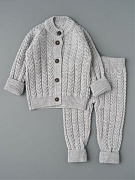 Костюм Little Star Косы кофточка и штаны 80024 серый 62