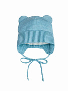 Шапочка вязаная AmaroBaby Pure Love Bear с подкладом голубой 38