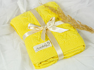 Детский плед вязаный AmaroBaby Pure Love Косичка 105х75 см желтый