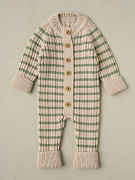 Комбинезон вязаный Little Star Косичка Полоска 83003 (ЧЗ-нк) серо-бежевый 7159/серо-зеленые полоски 62