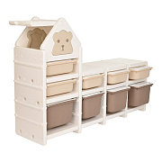 Стеллаж для игрушек Pituso SuperBox Сream с ящиками white+camel/Кремовый