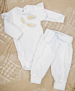 Боди AmaroBaby Fashion с длинным рукавом и ползунки молочный 56